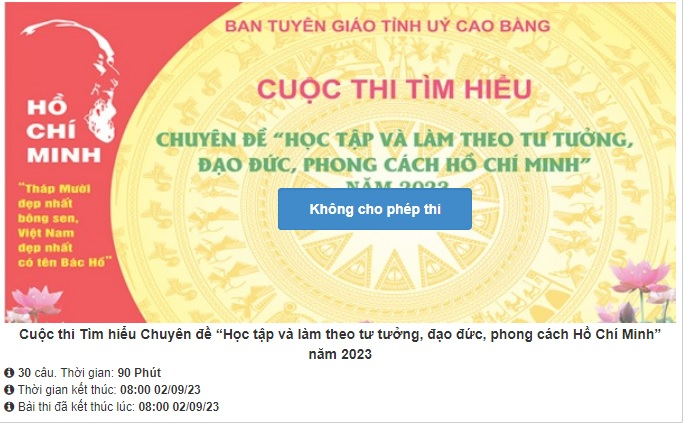 Cuộc thi tìm hiểu Chuyên đề:'Học tập và làm theo tấm gương đạo đức, phong cách Hồ Chí Minh"năm 2023